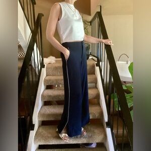 Banana Republic Navy with White Side Stripe Wide-Leg Pants Long Size 6